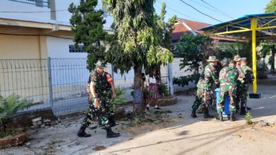 Jelang HUT Ke 78 TNI, Koramil Jajaran Kodim 1607/Sumbawa Laksanakan Karya Bhakti