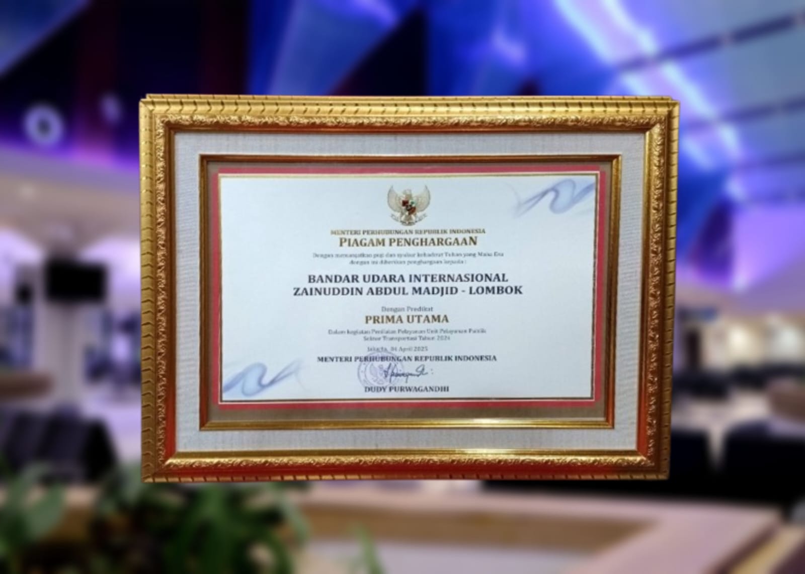 Bandara ZAM Raih Penghargaan Tertinggi Pelayanan Prima dari Kemenhub