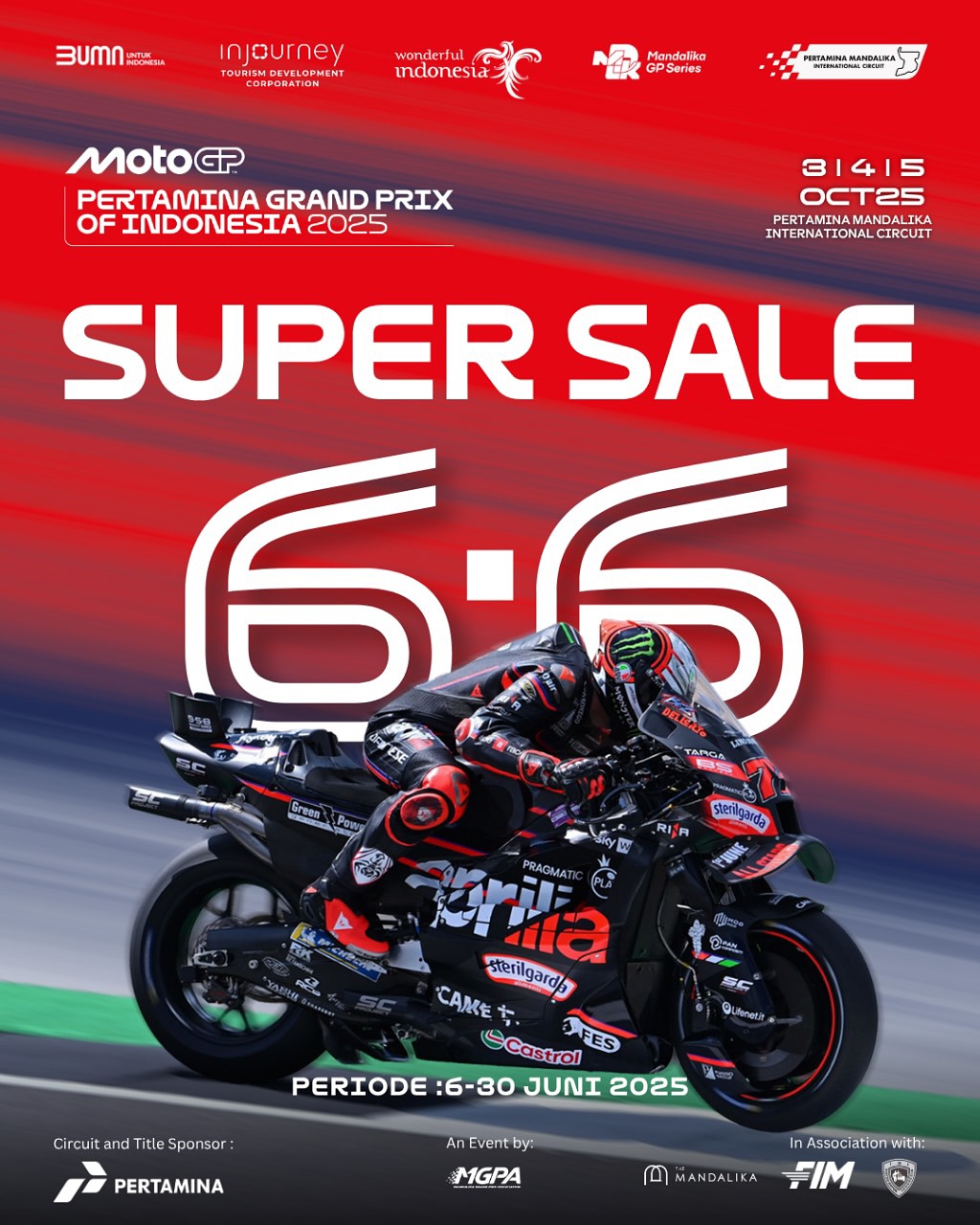 Tiket MotoGP Mandalika 2025 Mulai Dijual! Cek Promo Super Sale 6.6 Sekarang!