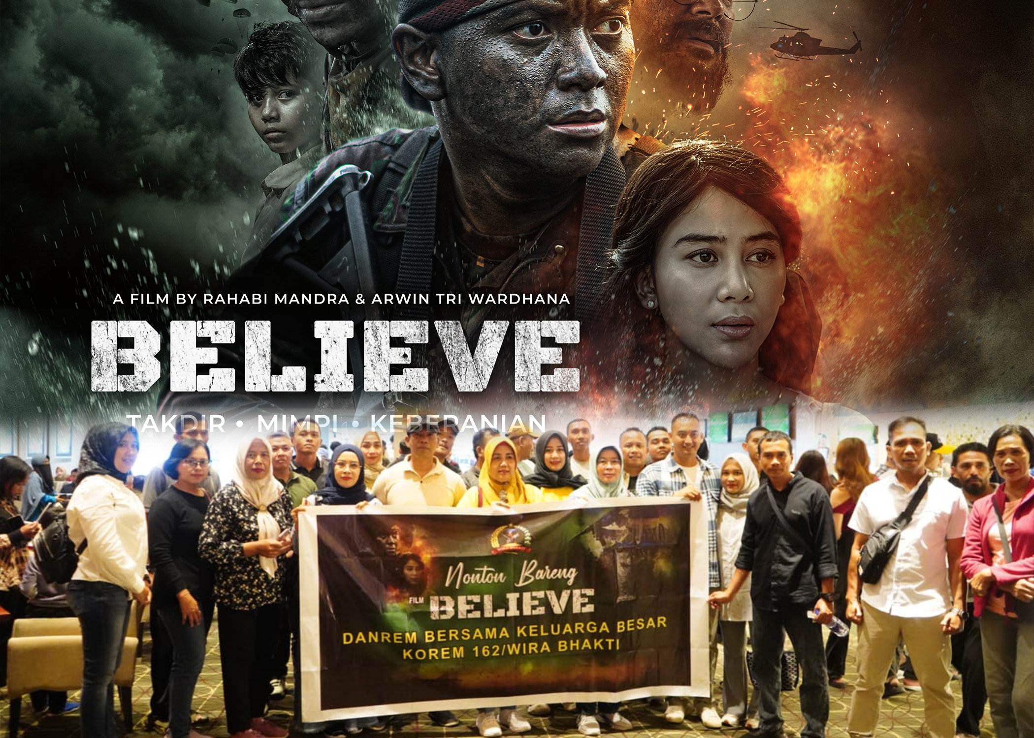 Korem 162/WB Gelar Nobar “Believe”, Bangkitkan Semangat Kebangsaan