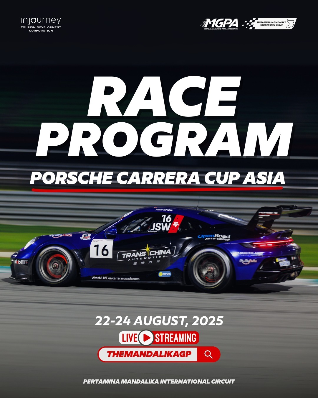 Jadwal Porsche Carrera Cup Asia 2025 di Mandalika: Tiga Hari Balapan Seru