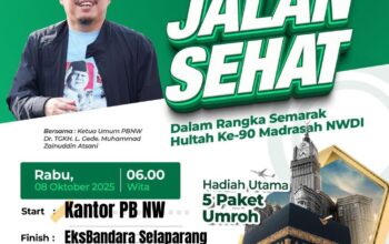 Hultah NWDI ke-90: Jalan Sehat di Mataram Berhadiah 5 Paket Umrah, Target 30 Ribu Peserta
