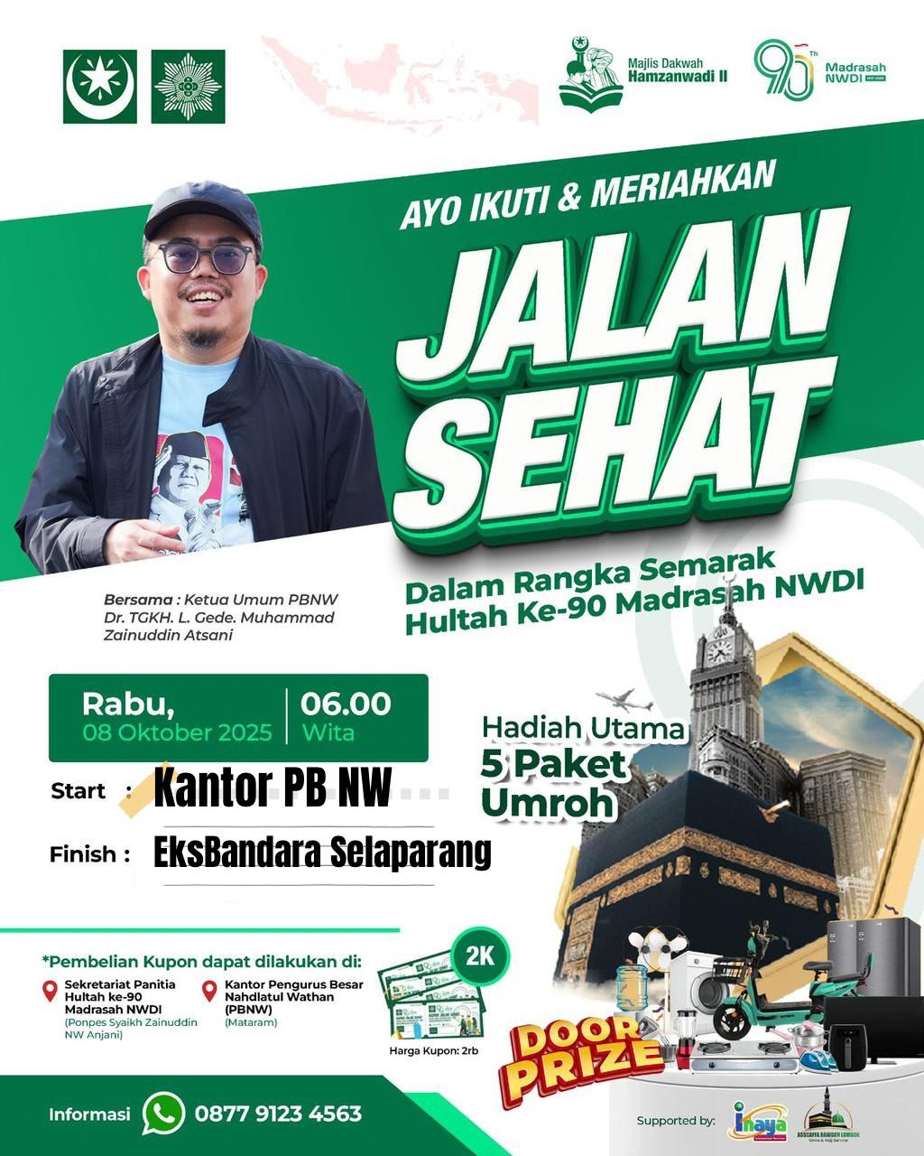 Hultah NWDI ke-90: Jalan Sehat di Mataram Berhadiah 5 Paket Umrah, Target 30 Ribu Peserta