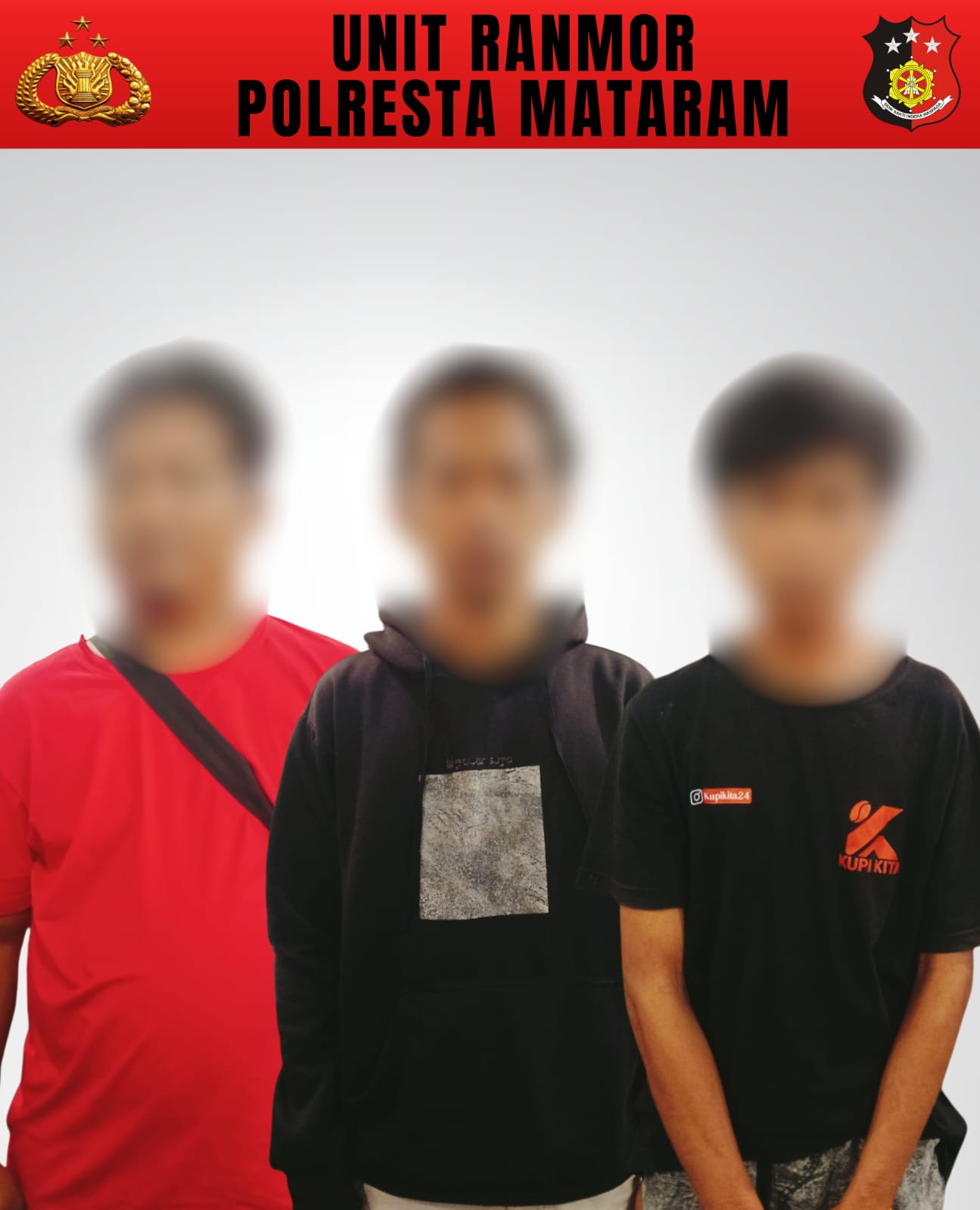 Curanmor Saat Tarawih di Mataram Terbongkar, 3 Pria Ditangkap Polisi