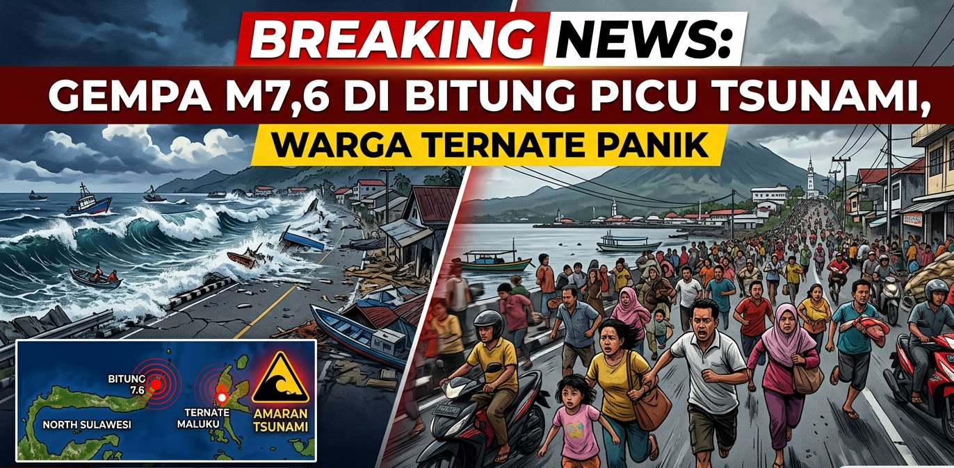 BREAKING NEWS: Gempa M7,6 di Bitung Picu Tsunami, Warga Ternate Panik