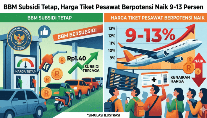 BBM Subsidi Tetap, Harga Tiket Pesawat Berpotensi Naik 9-13 Persen