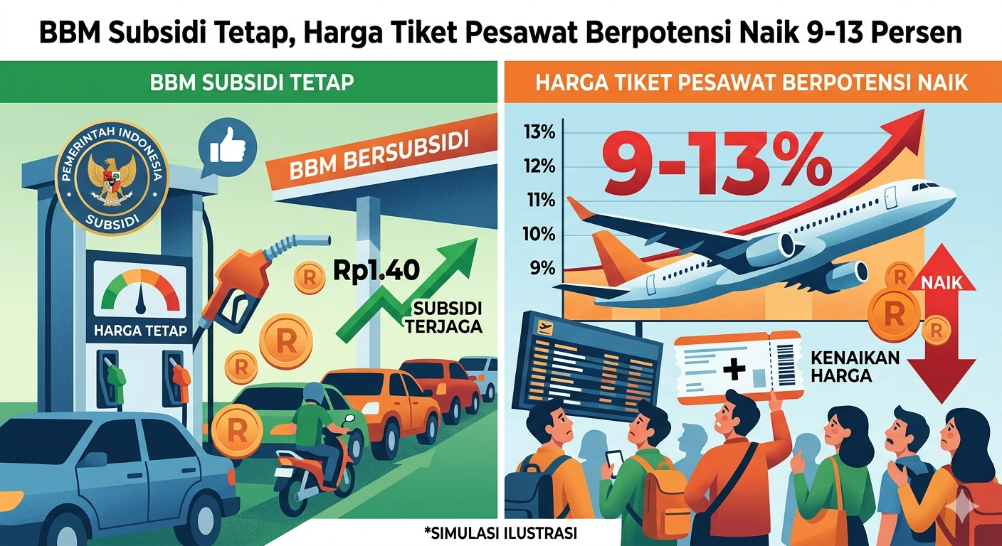 BBM Subsidi Tetap, Harga Tiket Pesawat Berpotensi Naik 9-13 Persen
