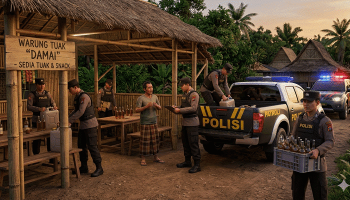 Razia Tuak di Suranadi, Polresta Mataram Sita Minuman Tradisional dari Warung dan Kafe