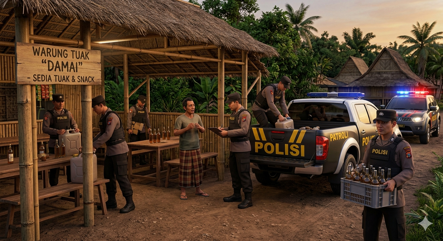 Razia Tuak di Suranadi, Polresta Mataram Sita Minuman Tradisional dari Warung dan Kafe