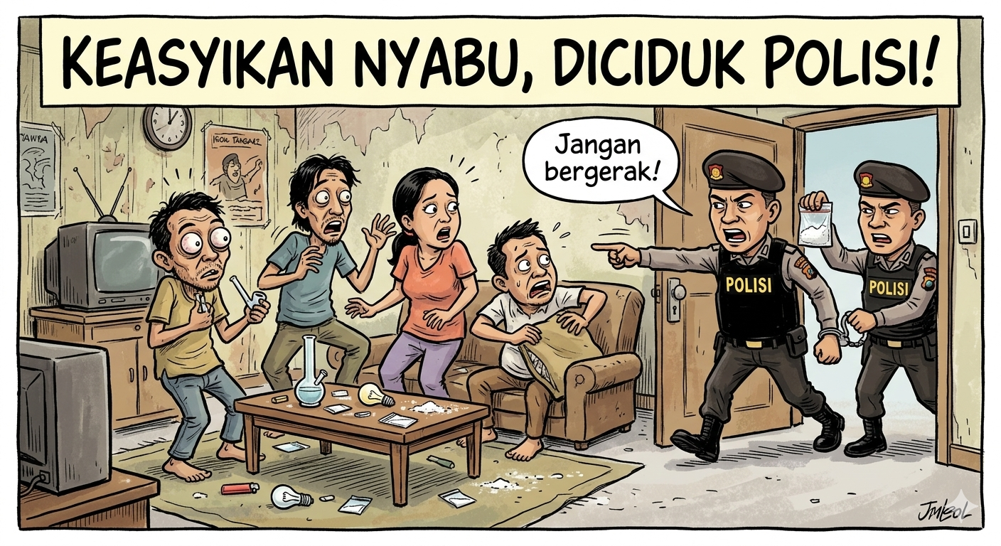 Digerebek Saat Diduga Pesta Sabu, 5 Warga Narmada Diamankan Polisi