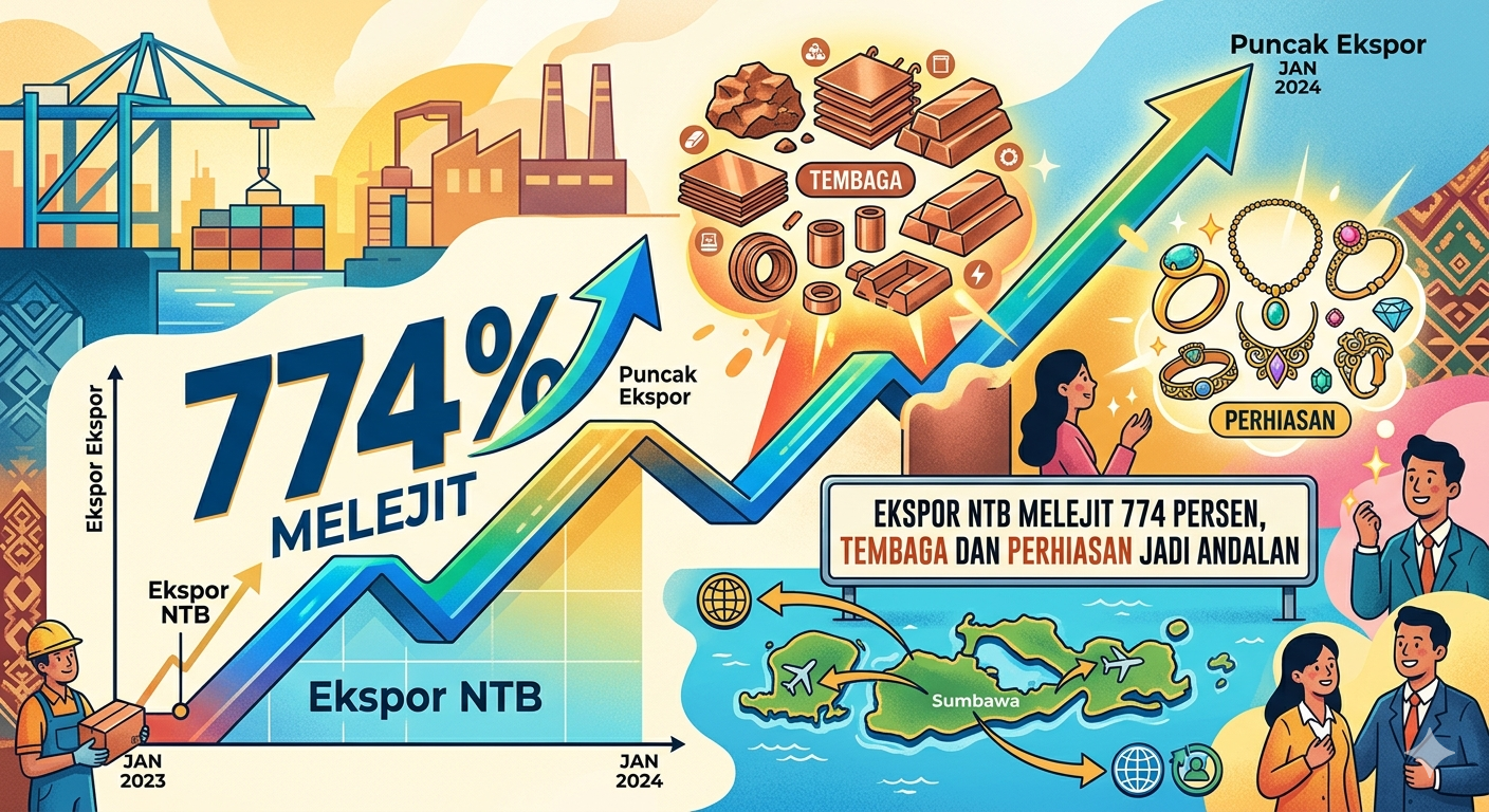 Ekspor NTB Melejit 774 Persen, Tembaga dan Perhiasan Jadi Andalan