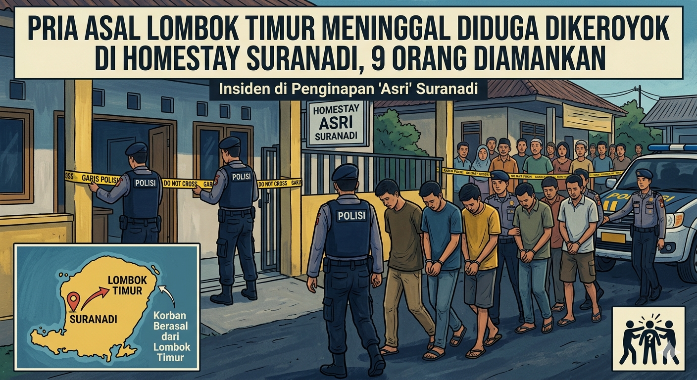 9 Orang Satu Keluarga Aniaya Pria hingga Tewas di Suranadi, Motif Kesal Korban Ajak Keponakan ke Homestay