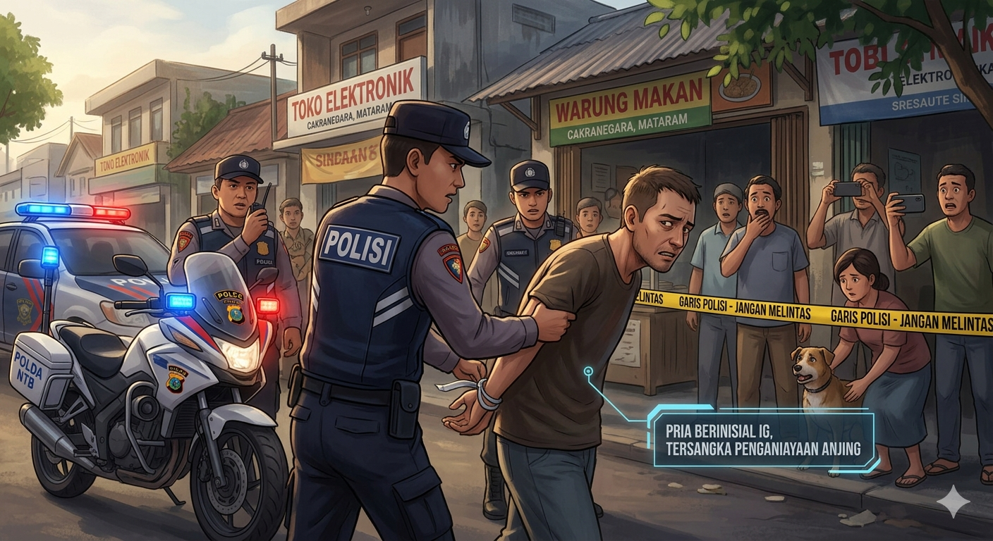 Viral Anjing Dianiaya di Mataram, Polisi Tangkap Pria di Cakranegara