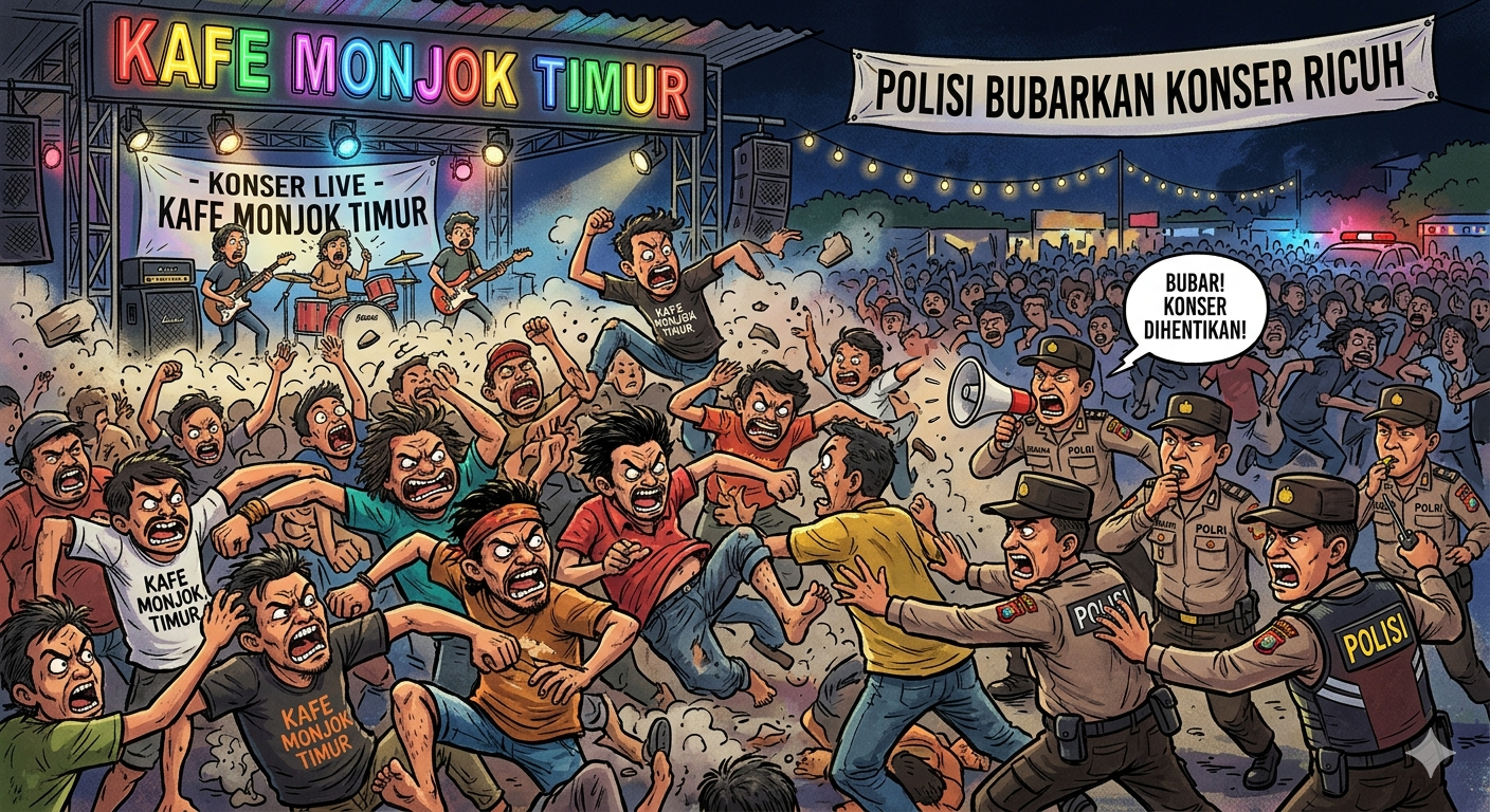 Ricuh Saat Konser di Kafe Monjok Timur, Polisi Hentikan Acara dan Bubarkan Penonton