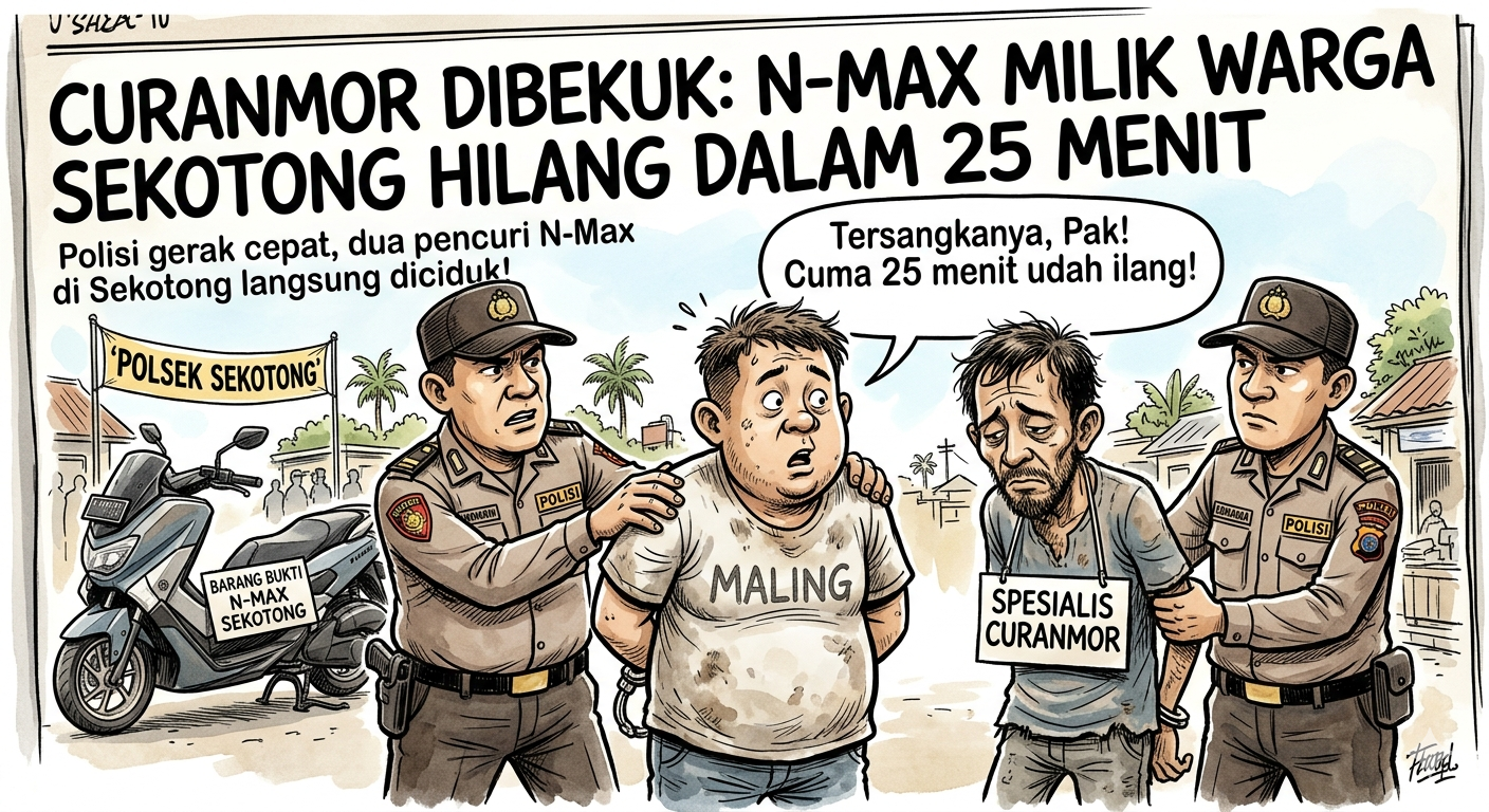 Dua Pelaku Curanmor Dibekuk, N-Max Milik Warga Sekotong Hilang dalam 25 Menit