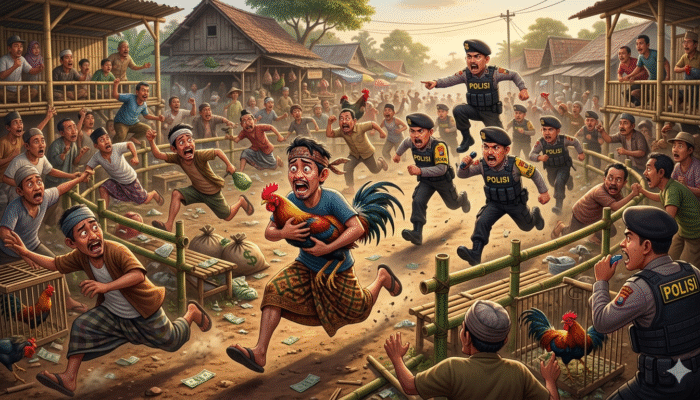 Polisi Bubarkan Judi Sabung Ayam di Lembar, Warga Kocar-Kacir Saat Digerebek