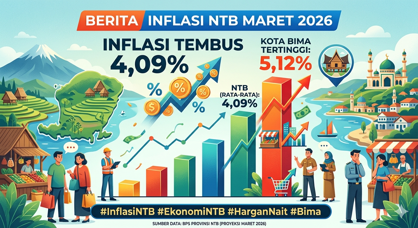 Inflasi NTB Maret 2026 Tembus 4,09 Persen, Kota Bima Tertinggi