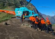 Pendaki Malaysia Cedera di Rinjani Berhasil Dievakuasi ke Bali dengan Helikopter