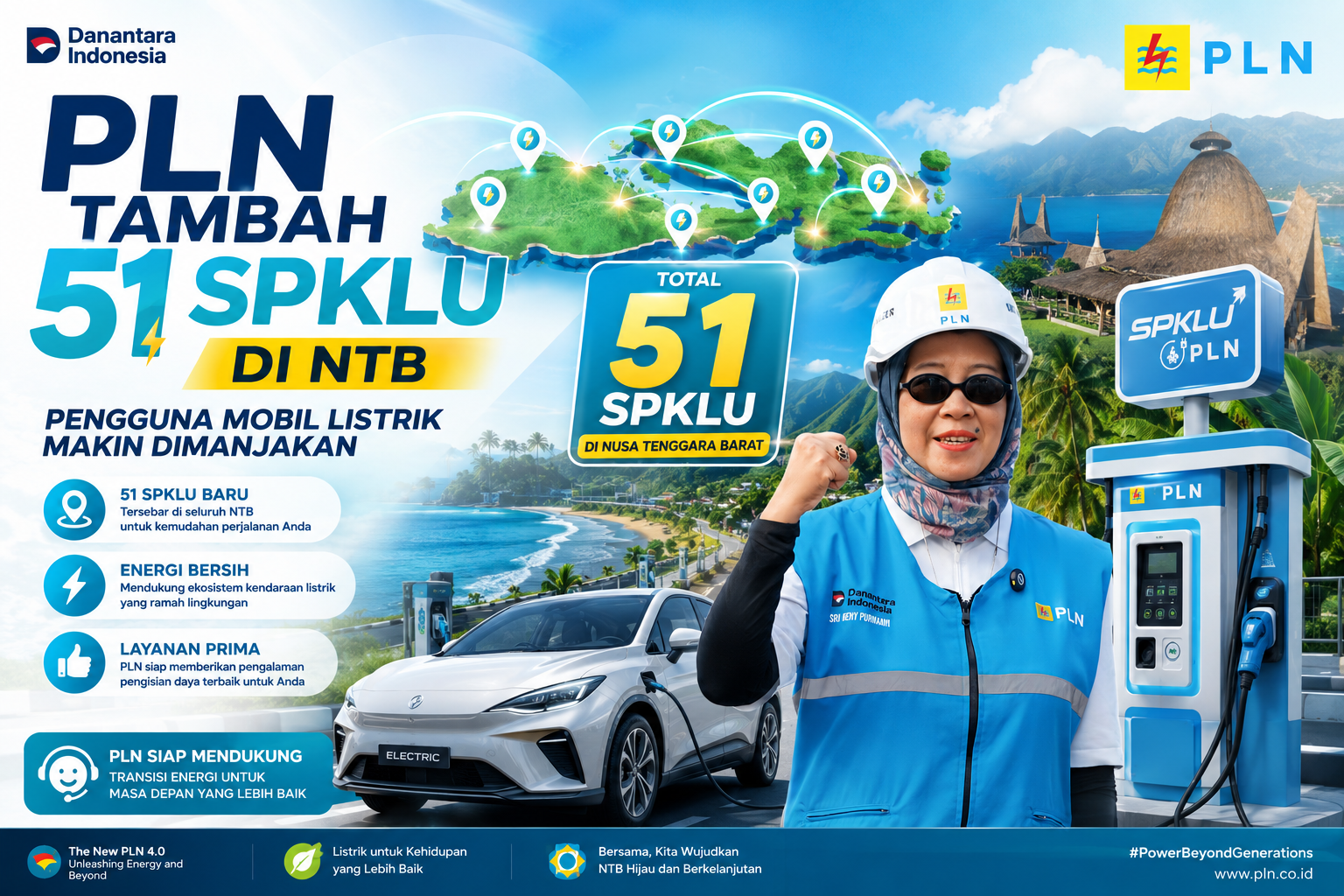 PLN Tambah 51 SPKLU di NTB, Pengguna Mobil Listrik Makin Dimanjakan