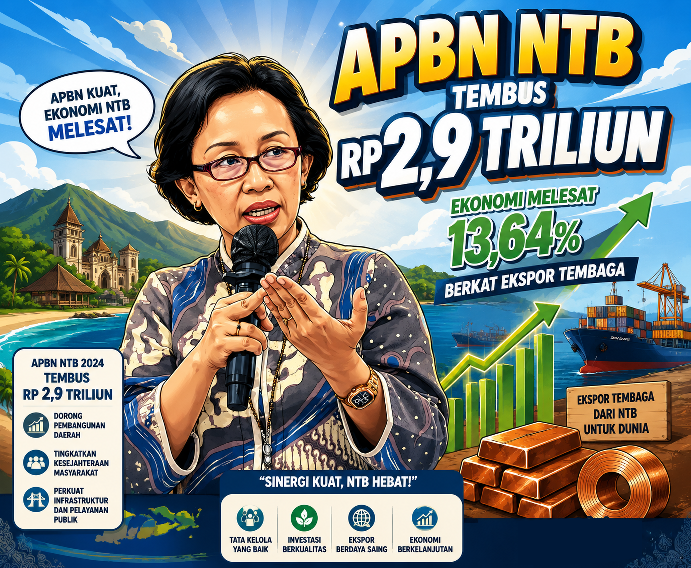 APBN NTB Tembus Rp2,9 Triliun, Ekonomi Melesat 13,64 Persen Berkat Ekspor Tembaga