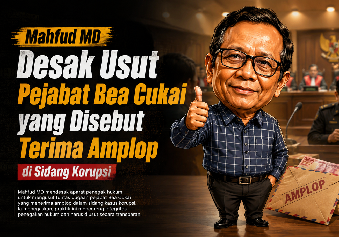 Mahfud MD Desak Usut Pejabat Bea Cukai yang Disebut Terima Amplop di Sidang Korupsi