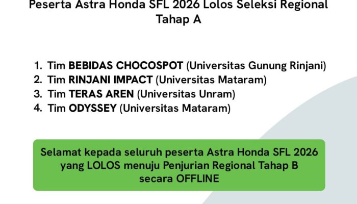 Empat Tim Kampus NTB Lolos Regional Astra Honda SFL 2026