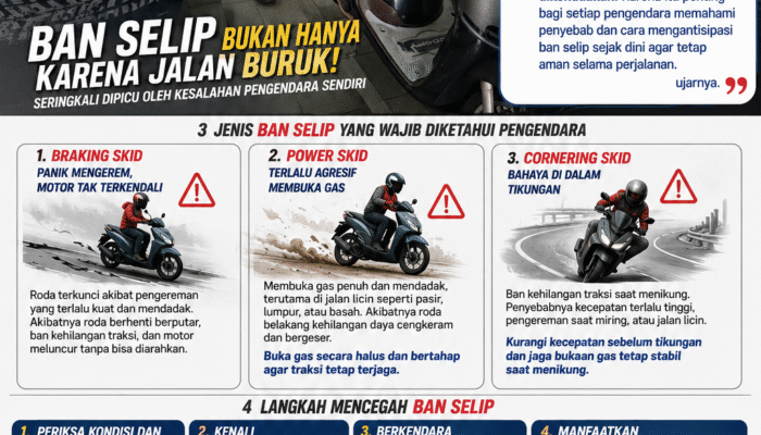 Jangan Panik Saat Ban Selip! Kenali 3 Jenis Skid yang Sering Bikin Pengendara Terjatuh