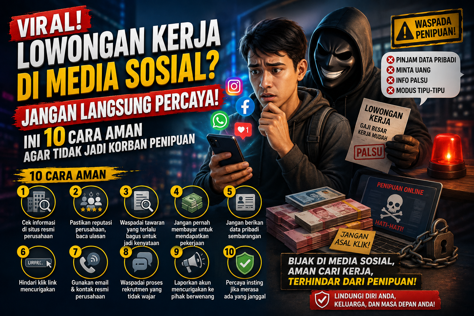 Viral Lowongan Kerja di Media Sosial? Jangan Langsung Percaya! Ini 10 Cara Aman Agar Tidak Jadi Korban Penipuan