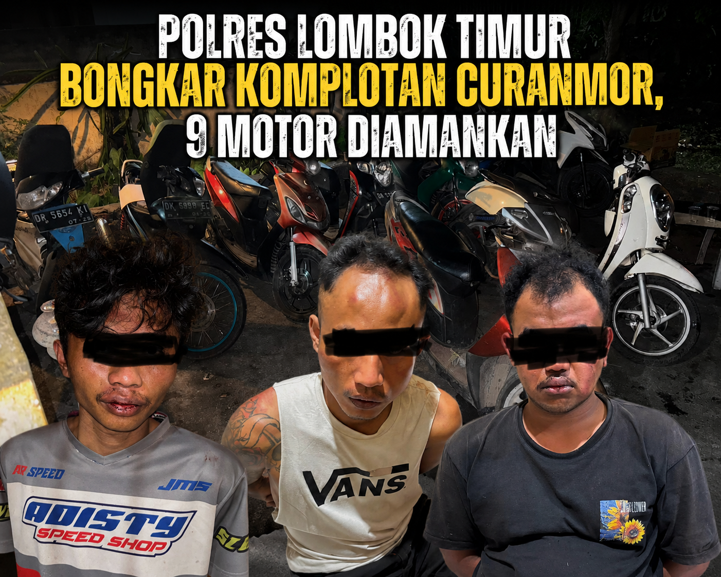 Polres Lombok Timur Bongkar Komplotan Curanmor, 9 Motor Diamankan
