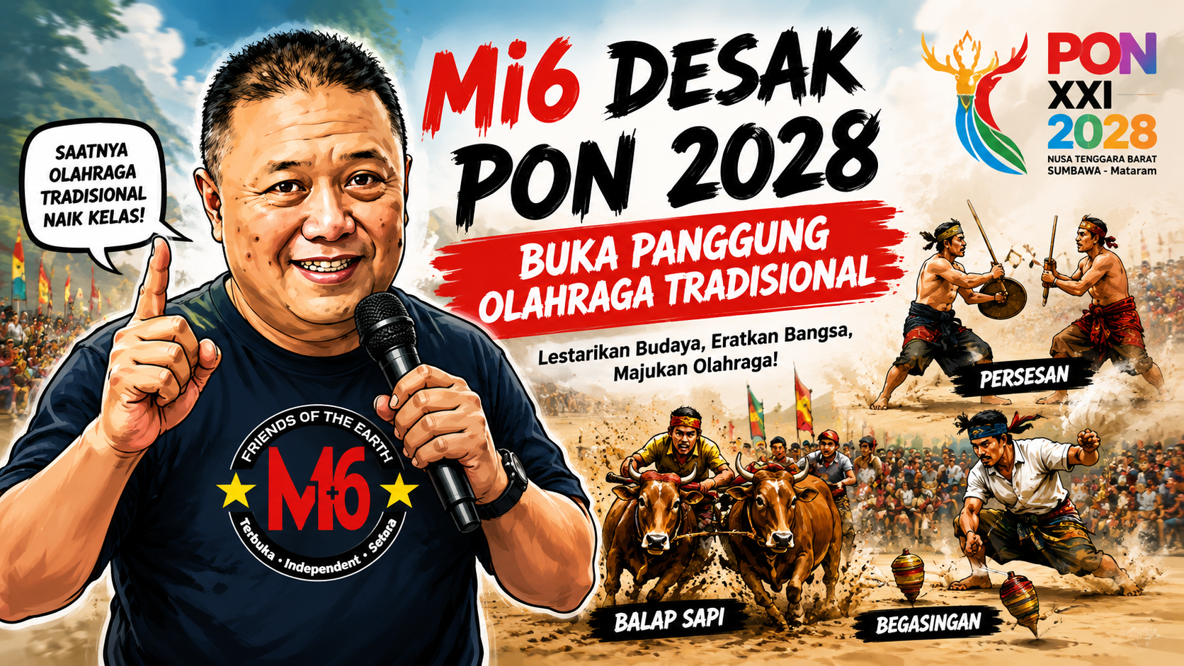 Mi6 Desak PON 2028 Buka Panggung Olahraga Tradisional