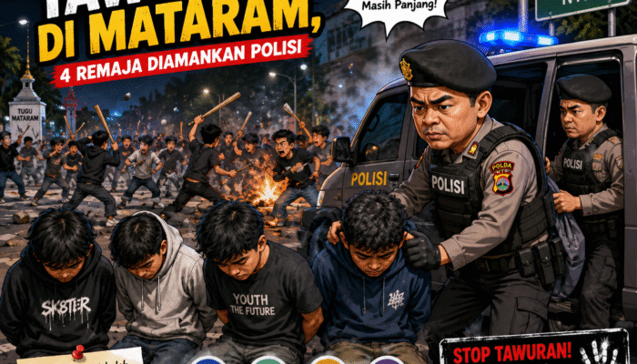 Viral Tawuran di Mataram, 4 Remaja Diamankan Polisi