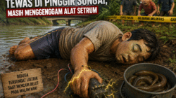 Pencari Belut Tewas di Pinggir Sungai, Masih Menggenggam Alat Setrum