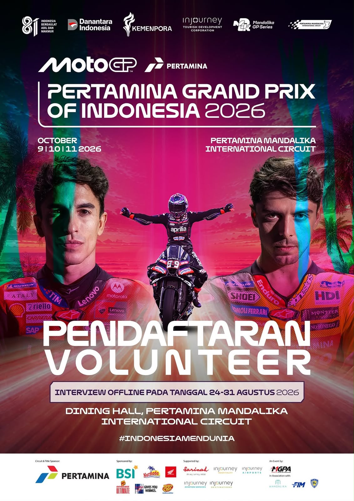 2.500 Volunteer Dicari untuk MotoGP Mandalika 2026, Warga NTB Bisa Daftar Langsung
