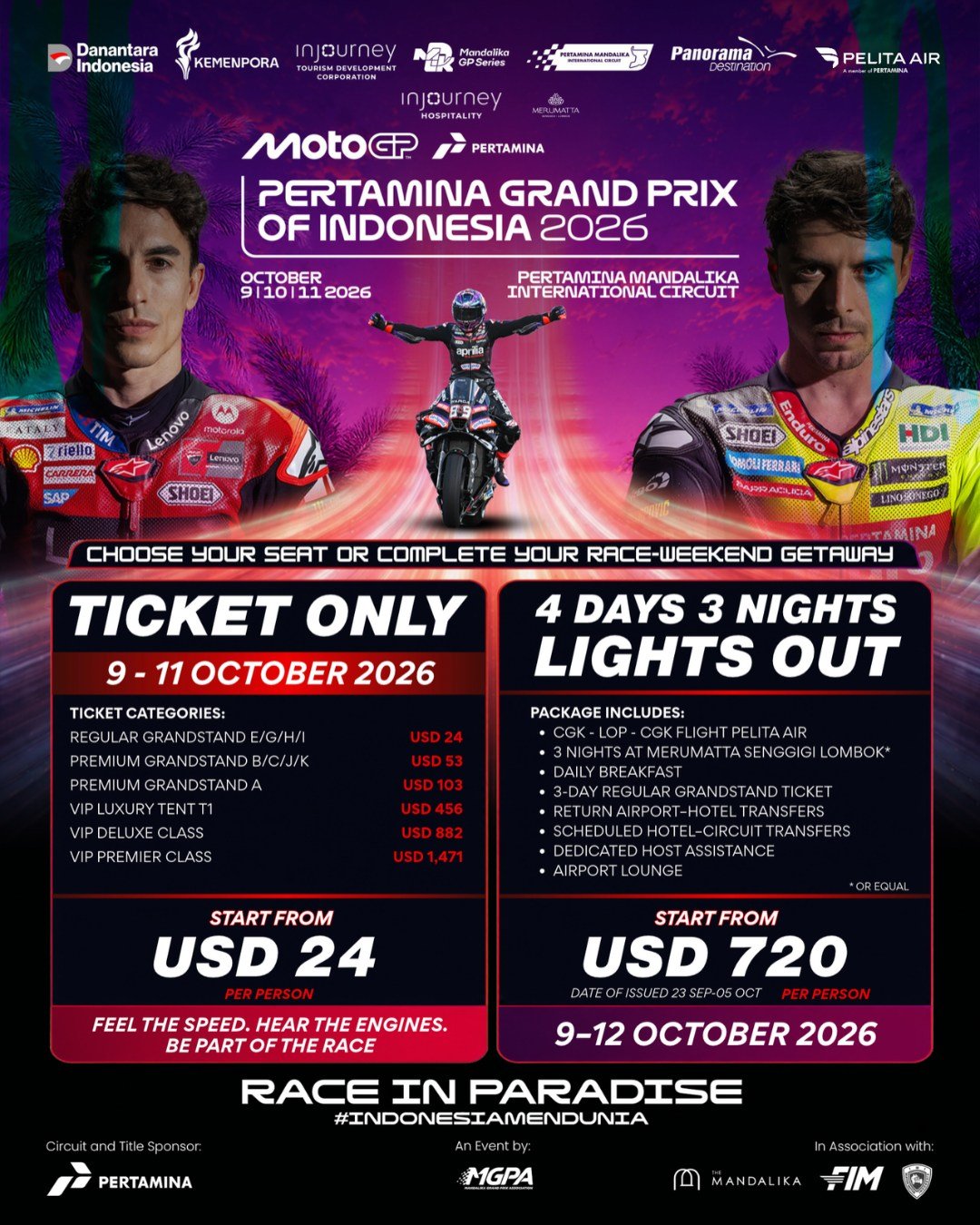 Tiket MotoGP Mandalika Mulai Rp7 Juta, Sudah Termasuk Pesawat dan Hotel